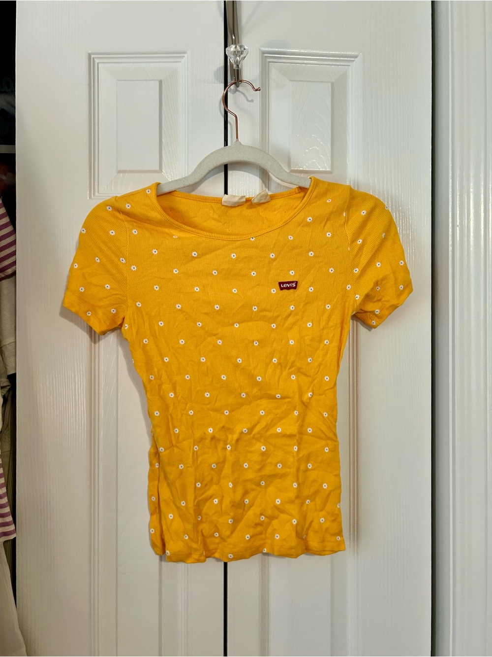 Levi's Women's Bright Orange Daisy Tee with Logo Patch
